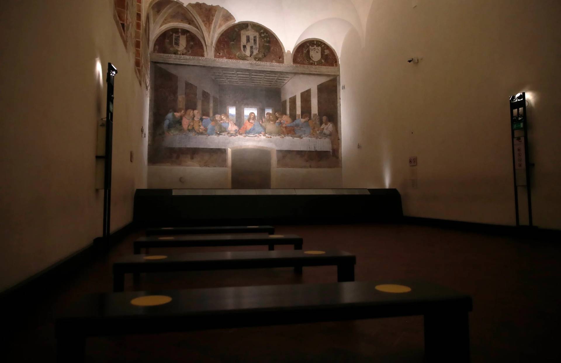 Leonardo da Vinci's "Last Supper" in the Convent of Santa Maria della Grazie in Milan, Italy on Feb. 9, 2021. (Credit: Antonio Calanni/AP.)