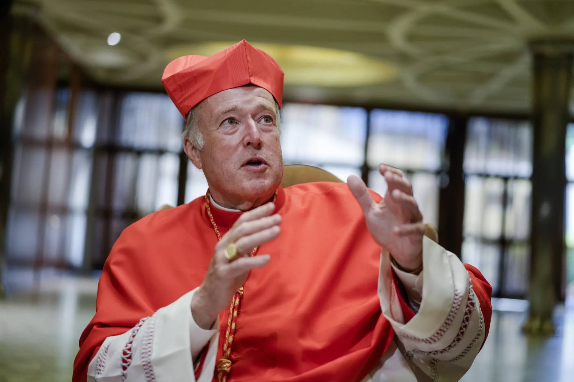 Cardinal Robert Walter McElroy, bishop of San Diego, attends a reception for relatives and friends in the Paul VI Hall at the Vatican Saturday, Aug. 27, 2022. (Credit: Andrew Medichini/AP.)