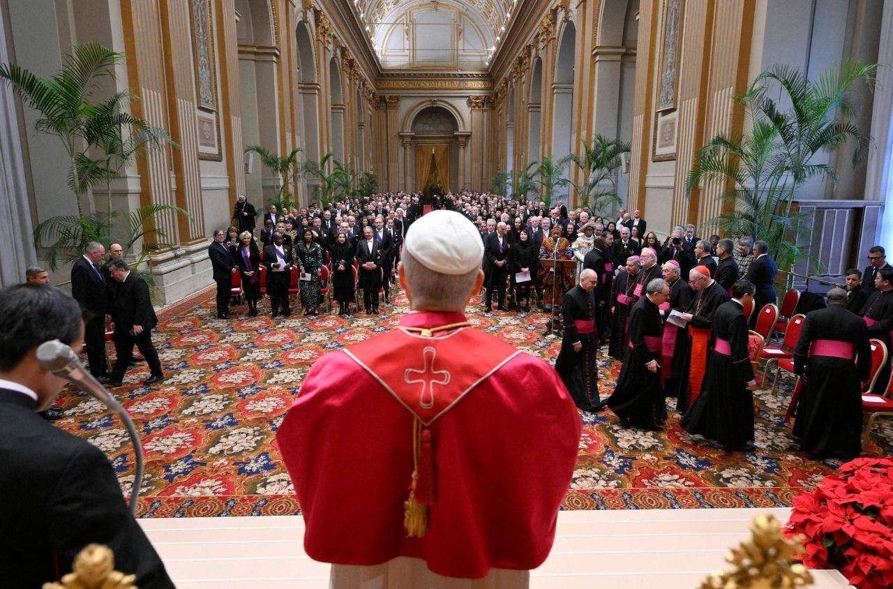 Pope Leo meeting with members of the Diplomatic Corps accredited to the Holy See in the Vatican on Jan. 9, 2026. (Credit: Vatican Media.)