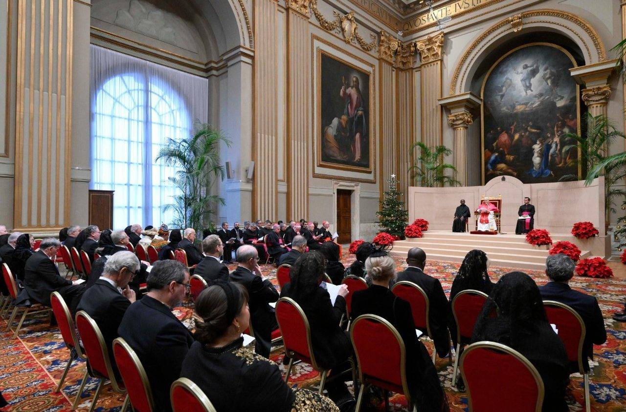 Pope Leo meeting with members of the Diplomatic Corps accredited to the Holy See in the Vatican on Jan. 9, 2026. (Credit: Vatican Media.)